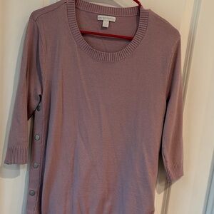 New York and Company  Lilac Crew Neck Sweater with Button Accents